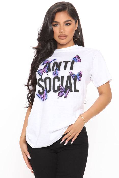 Women's Remaining Anti Social Butterfly Top sku: Anti Social Size: S-L