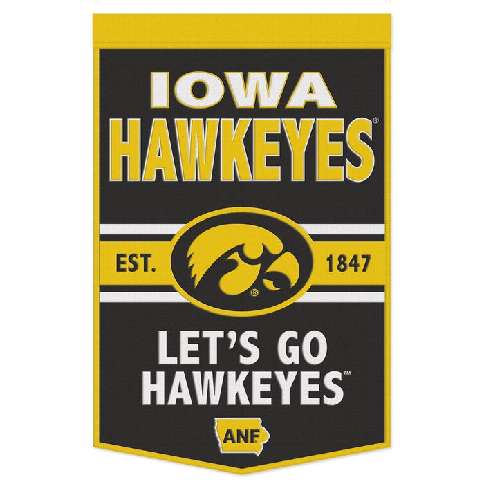 Officially Licensed.   Iowa Hawkeyes Wool Banner 24"X38"             sku: 48645322