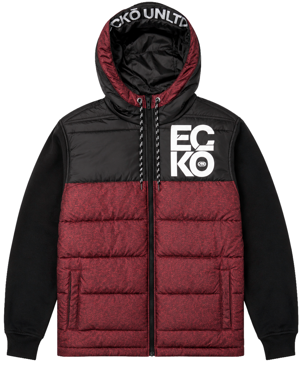 Ecko Unltd. Hybrid  Puff Jacket Red Marled/Black    size: S-3XL.                      Sku: EO34O482-sdw