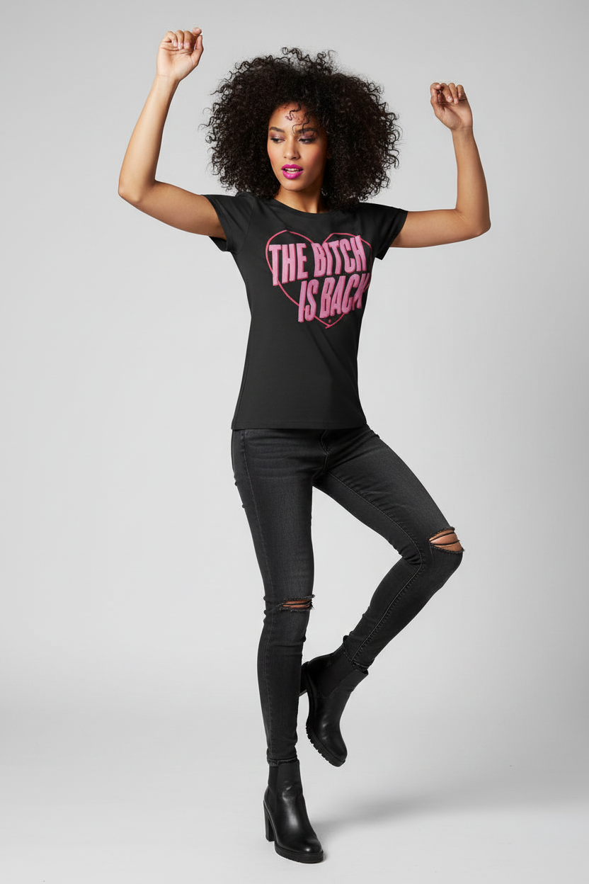 SKU: 102-INH
"The Bitch Is Back" Women's Graphic T-Shirt – Black