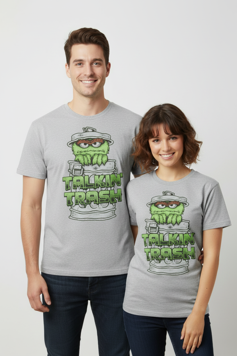 Unisex  Sesame Street Oscar The Grouch Talking Trash Tee T-Shirt             sku: M-INH-37REX.        Size 3XL