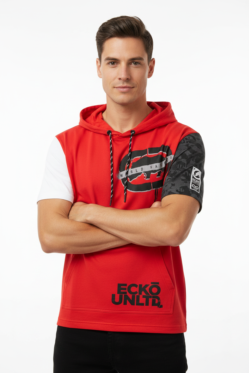 Ecko Unltd s/s Hoodie Shirt True Red Sku: EO12K896  Size S-XL