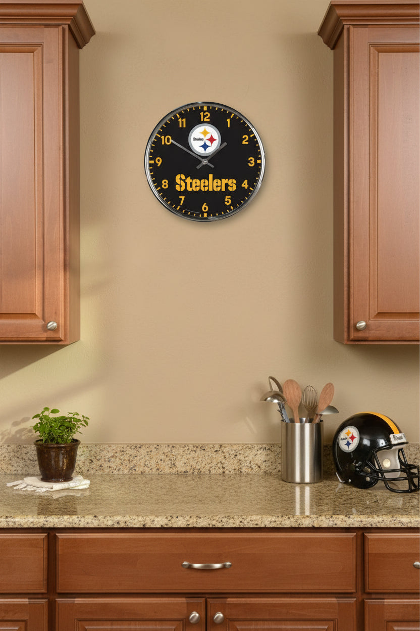 Pittsburgh Steelers  Chrome  Clock.  size 12"                  sku: 2791923-win