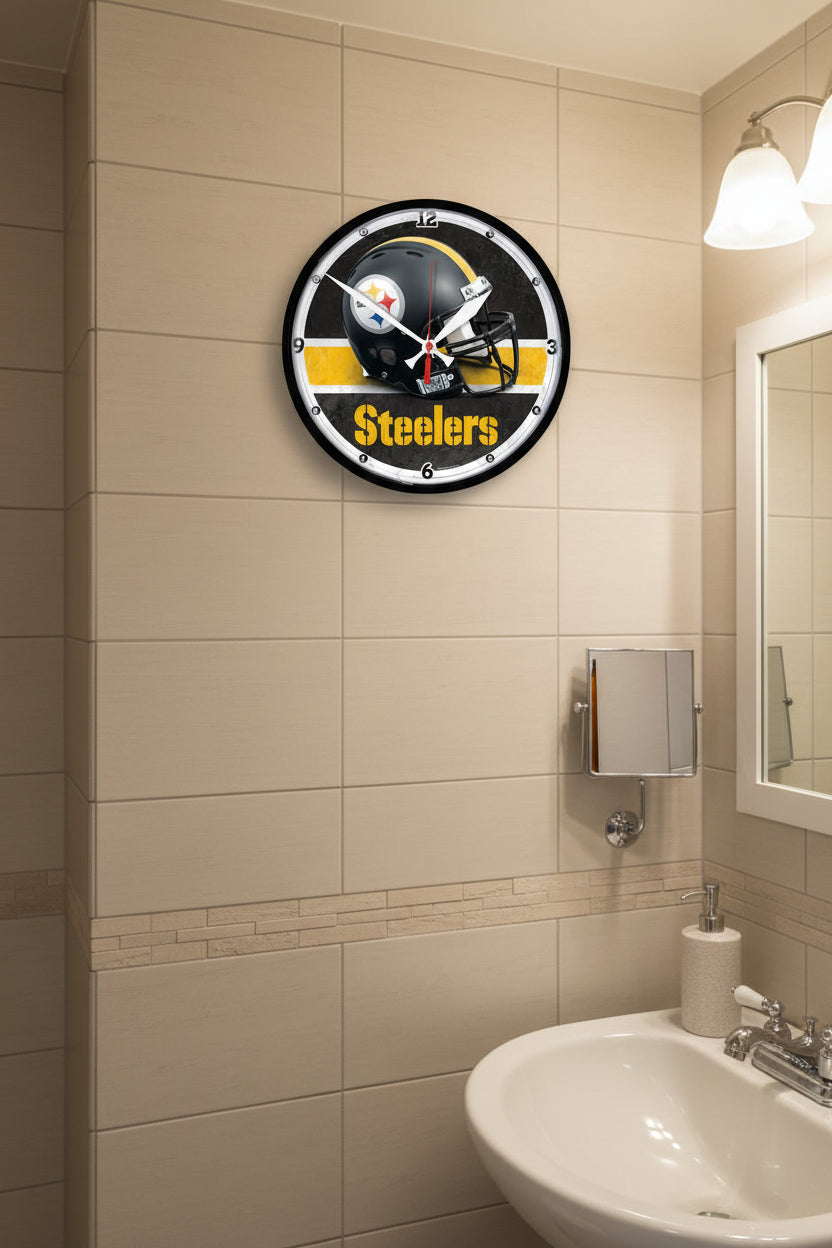 * Officially Licensed  Pittsburgh Steelers Wall Clock.         size: 12.75"         sku: 2902613-win