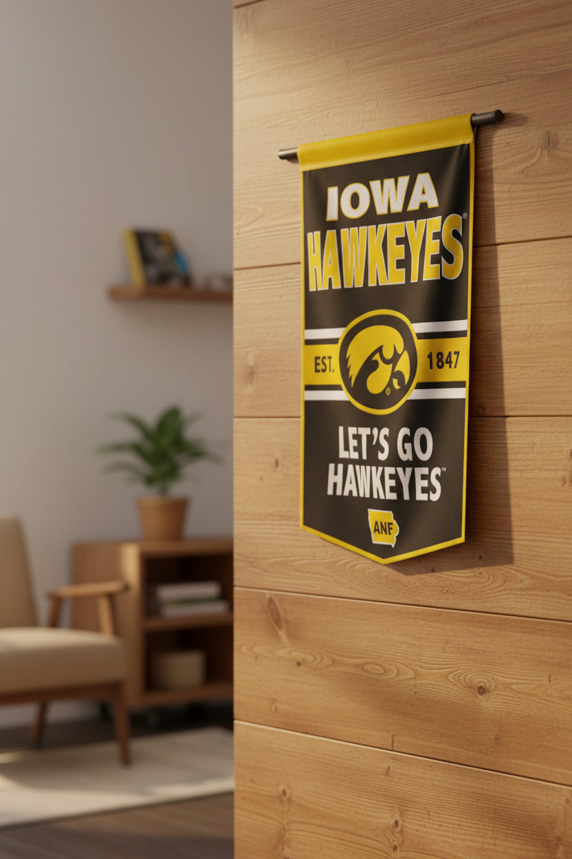 Officially Licensed.   Iowa Hawkeyes Wool Banner 24"X38"             sku: 48645322