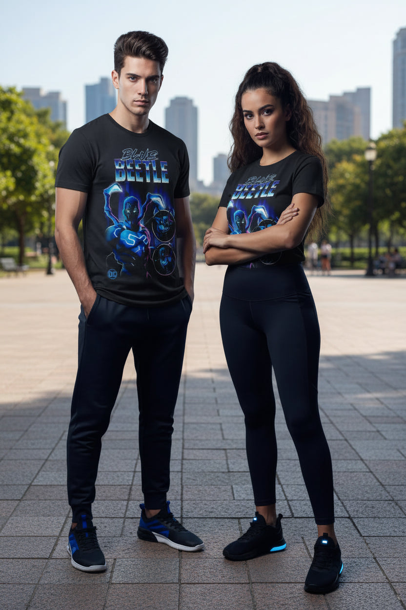 Men's DC Comics Blue Beetle Short Sleeve Grahic T-Shirt- Black