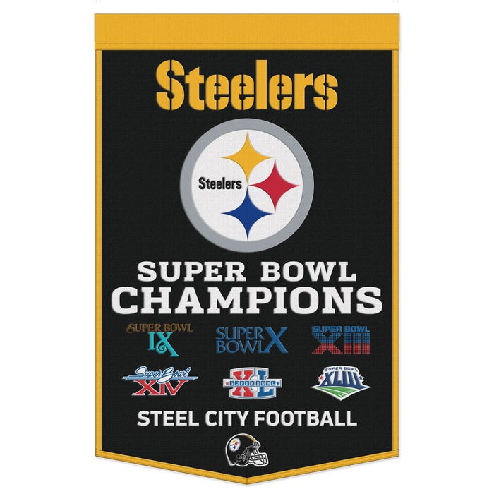 Officially Licensed  Pittsburgh Steelers Wool Champions  Banner 24"x38" sku:47492322-win