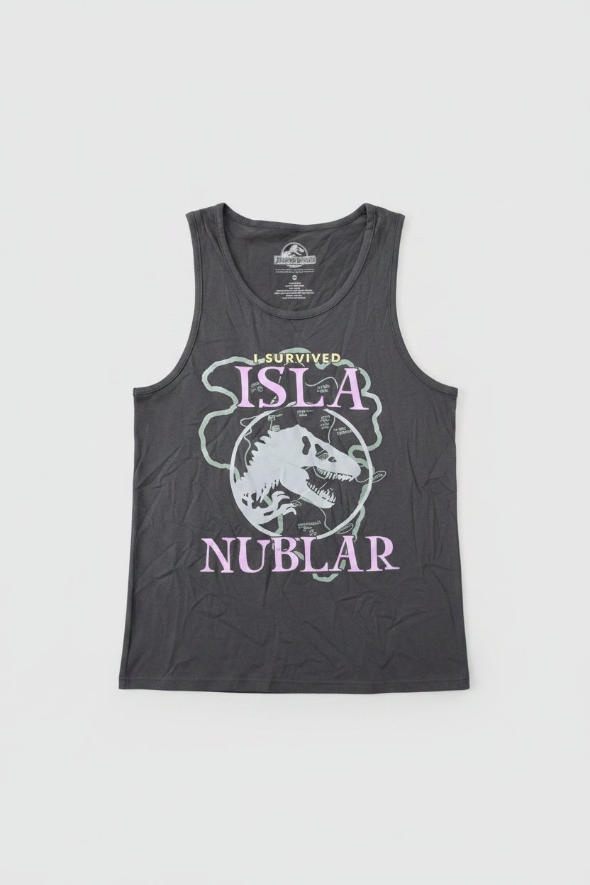 SKU: 98-INH
Jurassic World™ "I Survived Isla Nublar" Graphic Tank Top – Charcoal