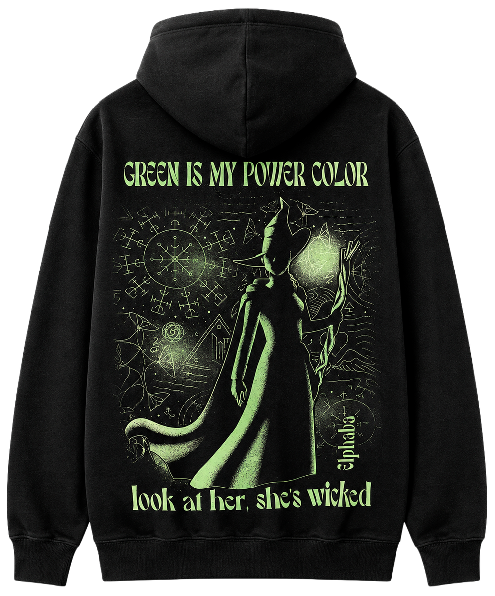 Wicked Inspired Graphic Hoodie – Green Is My Power Color  size: M-XL sku:O4605390