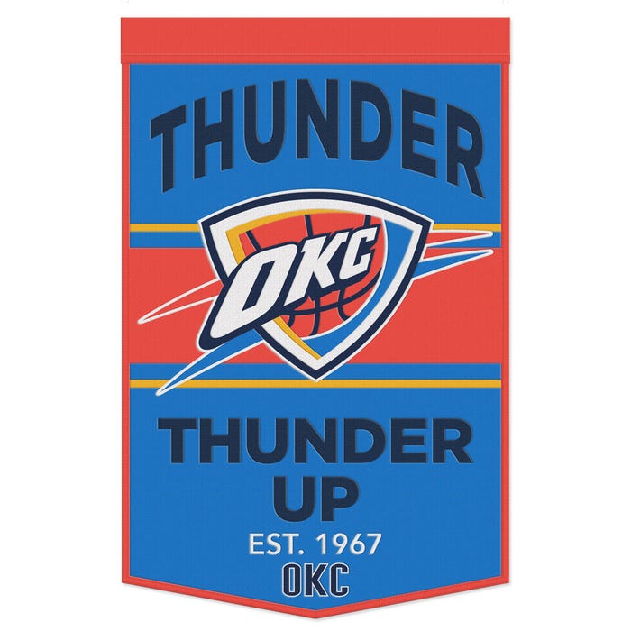 * Officially Licensed  Oklahoma City Thunder Wool Banner  size: 24"x38"              sku: 61560323-win