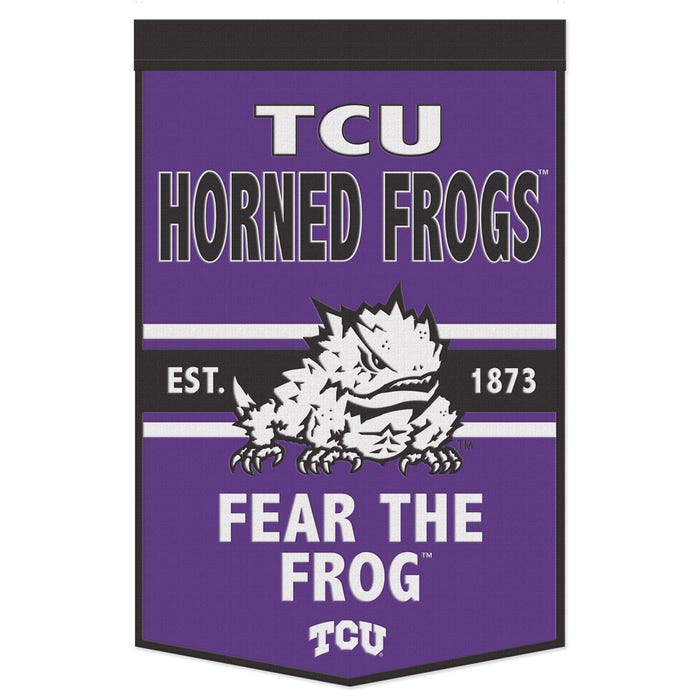 TCU Horned Frogs Primary Wool Banner.               size  24"x38"         sku: 49064322-win