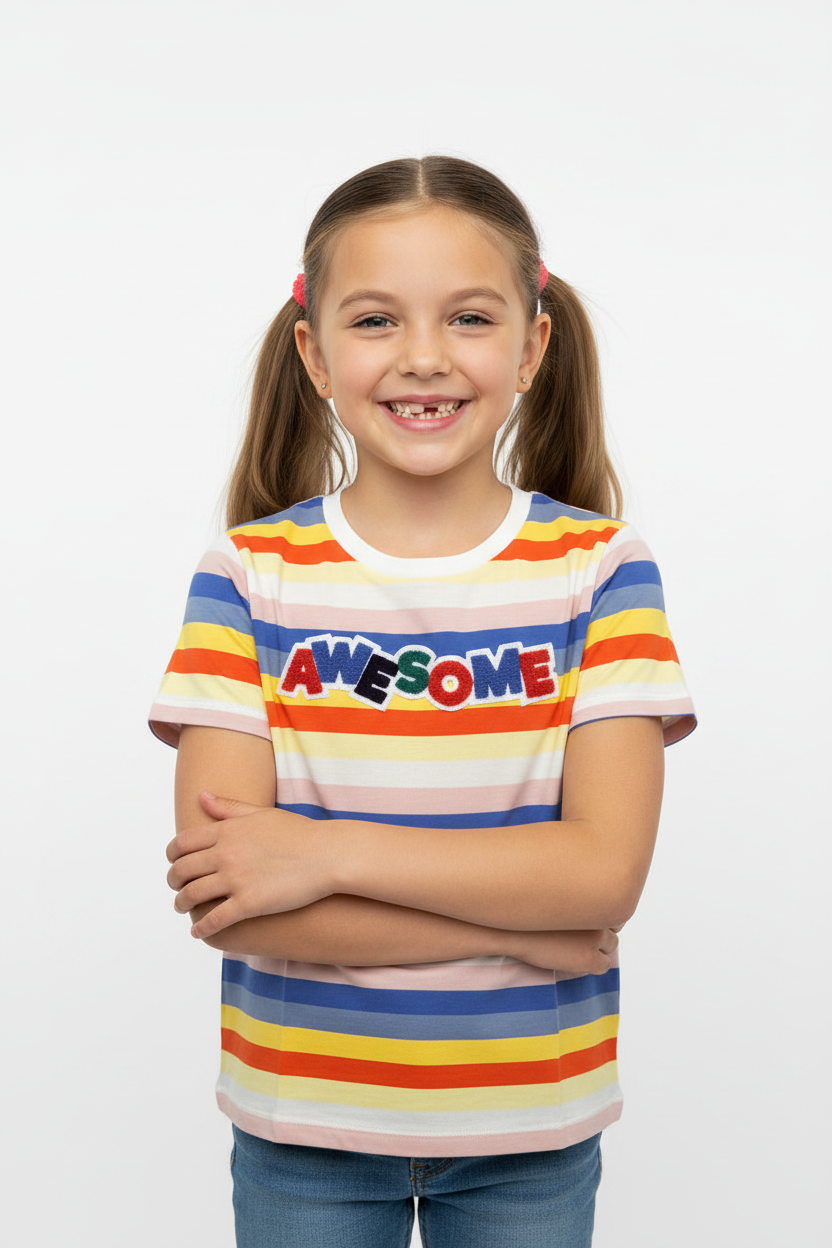 Awesome Rainbow Stripe Graphic T-Shirt