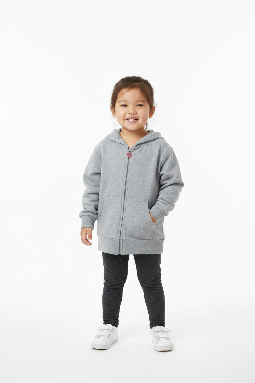 Kids Full-Zip Fleece Hoodie – Gray
Style #: GJK31-GRY