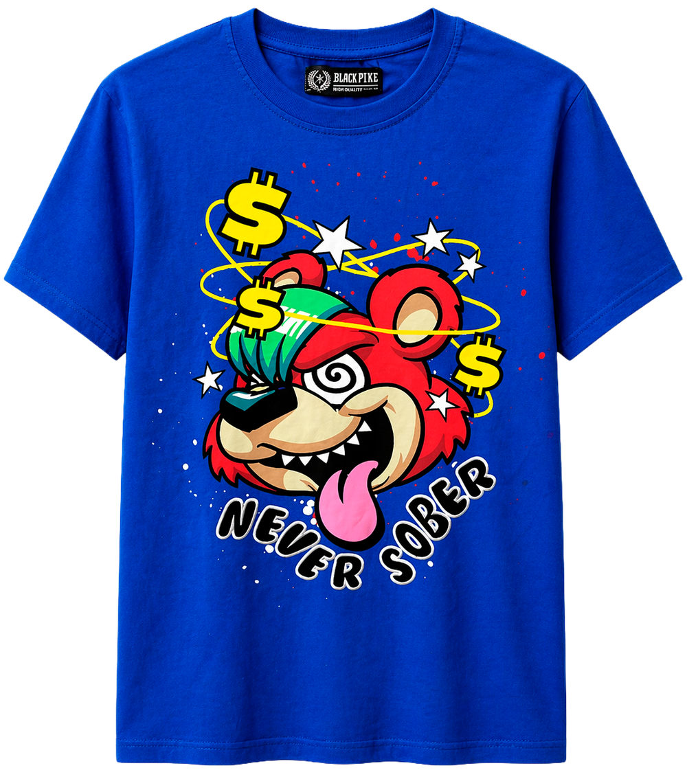 Never Sober Graphic Bear T-Shirt.               sku: in House