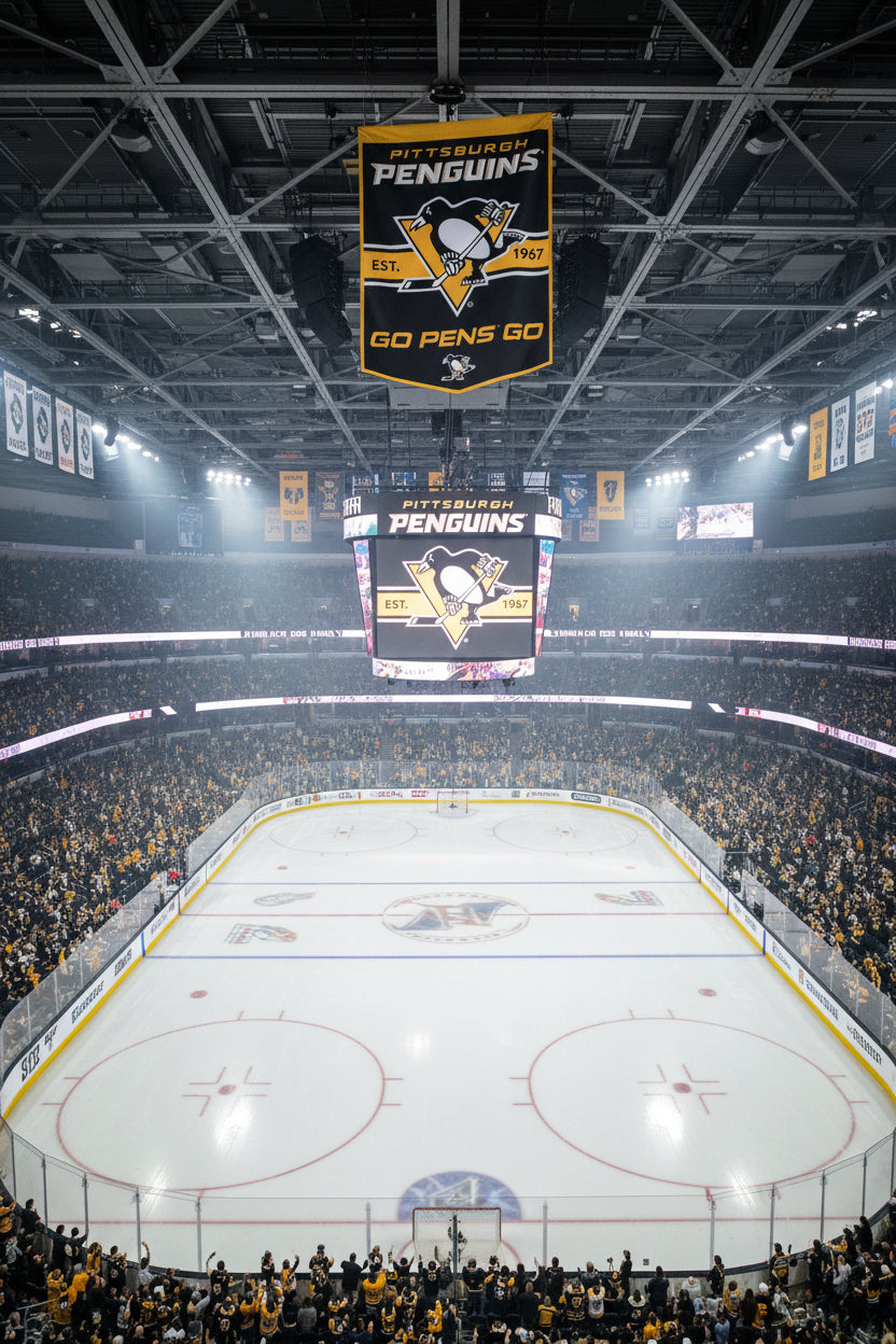 Pittsburgh  Penguins Slogan Wool Banner.         size: 24"x38"            sku: 56543322-win