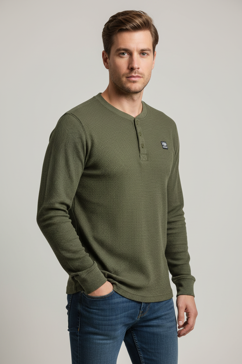 Ecko Unltd L/S Thermal Shirt  Olive-Marled.    Sku: EO34L411   size: M-3XL