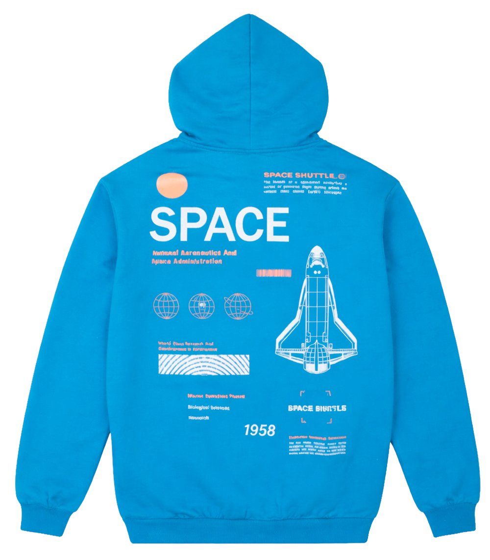Space Shuttle Graphic Hoodie – Blue sku: M-INH 77