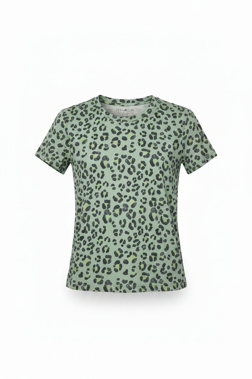SKU: 58-INH
Women's Olive Leopard Print Short Sleeve T-Shirt