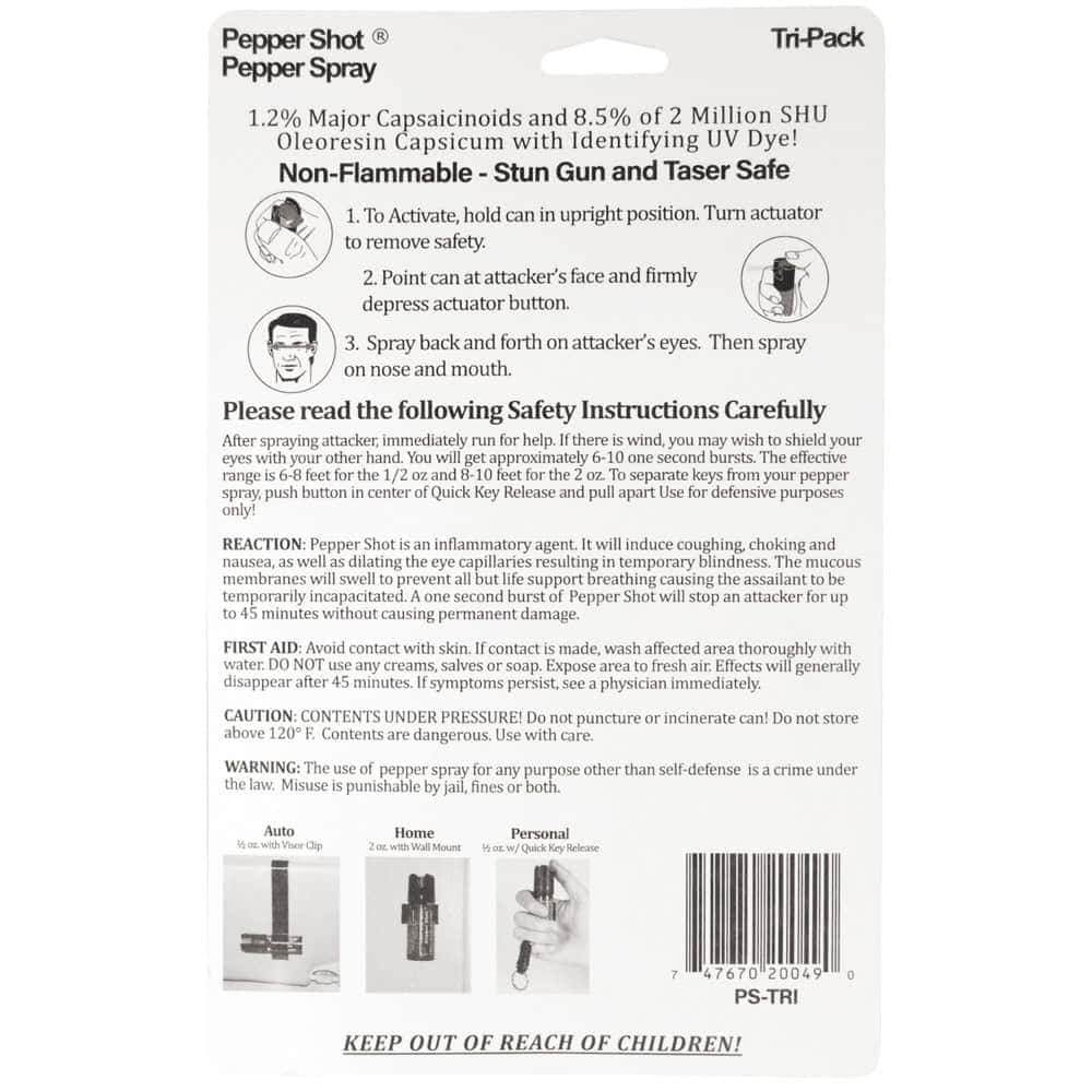 Pepper Shot 1.2% MC Tri-Pack Pepper Spray Set  Sku: PS-TRI-SK