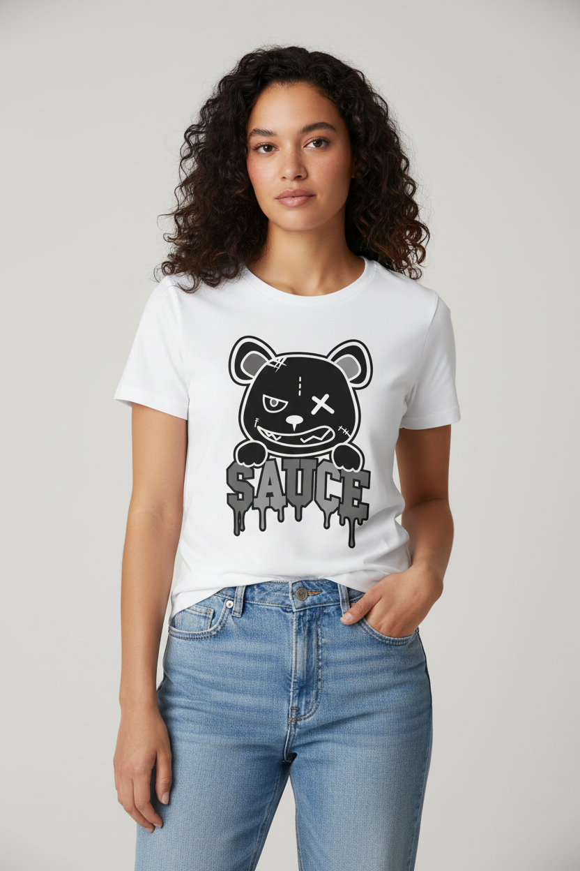 Sauce Bear Graphic Women's T-Shirt – Urban Streetwear Tee Size: S-Xl.        Sku: M-INH-54REX