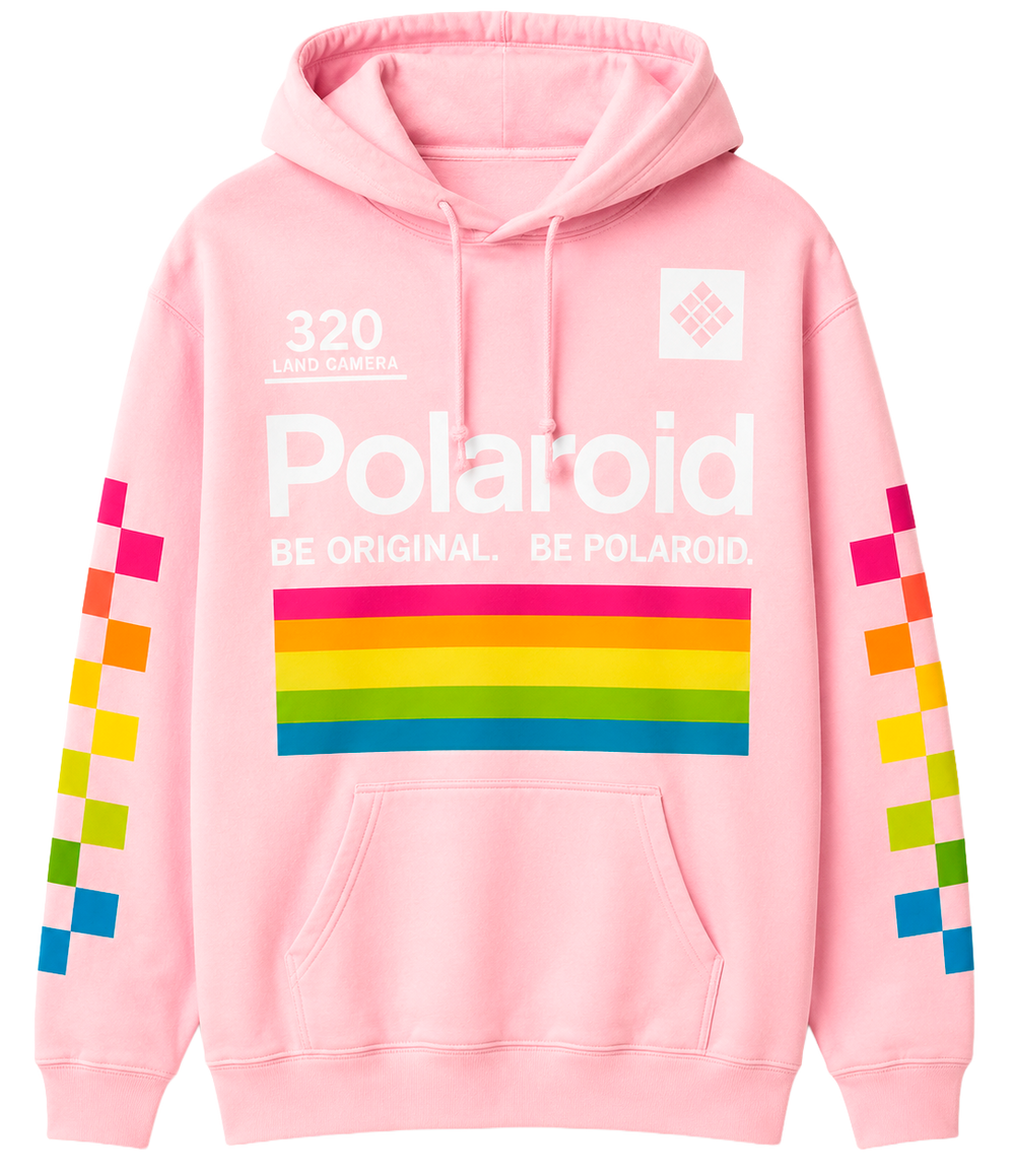 Licensed Polaroid  Hoodie Pink Sku:4PLO5013M. Size: S-XL