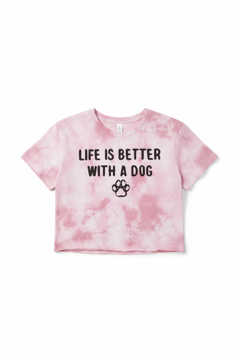 SKU: 108-INH
Life Is Better With a Dog Tie-Dye Crop T-Shirt