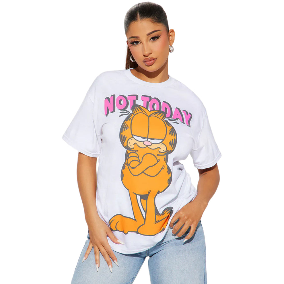 Women's Junior  Not Today Graphic Tee T-Shirt White sku: Not Today size: XS-5XL