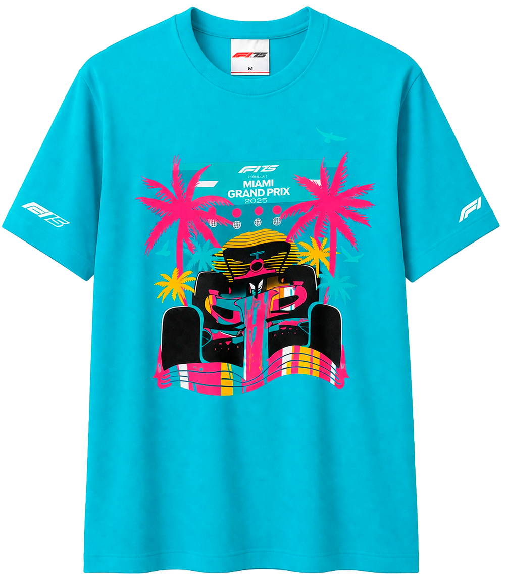 F1 Miami Grand Prix 2025 Graphic T-Shirt – Aqua Blue
SKU: MIA2521AU