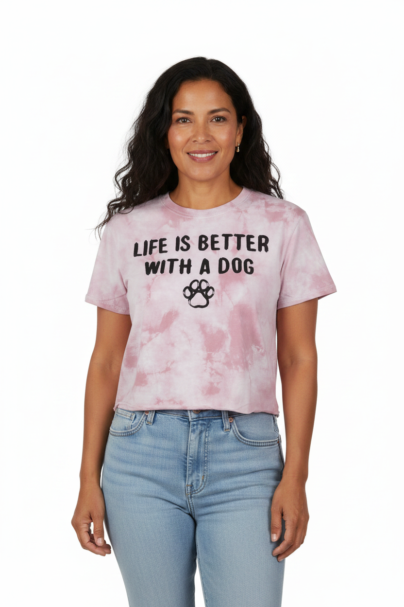 SKU: 108-INH
Life Is Better With a Dog Tie-Dye Crop T-Shirt