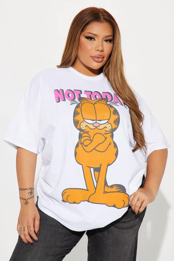 Women's Junior  Not Today Graphic Tee T-Shirt White sku: Not Today size: XS-5XL