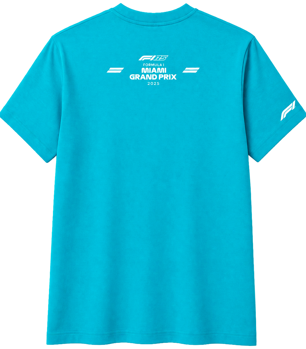 F1 Miami Grand Prix 2025 Graphic T-Shirt – Aqua Blue
SKU: MIA2521AU