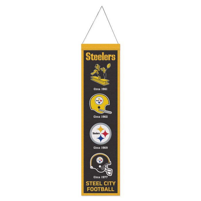 Officially Licensed Pittsburgh Steelers Wool Banner      size 8"x32"                  sku: 47486322-win