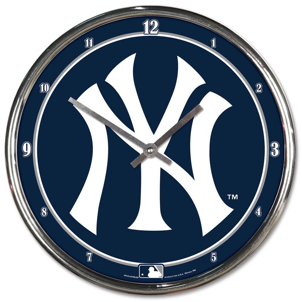 Officially Licensed Chrome Wall Clock New York Yankees