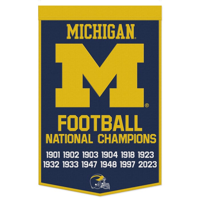 Officially Licensed Michigan Wolverines Wool Banner 24" x 38" is available to buy in increments of 1  sku:57548324-wc