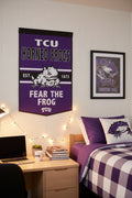 TCU Horned Frogs Primary Wool Banner.               size  24"x38"         sku: 49064322-win