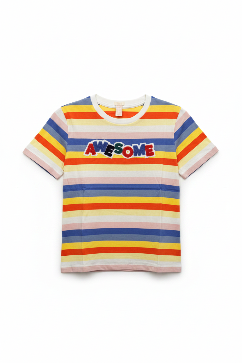 Awesome Rainbow Stripe Graphic T-Shirt