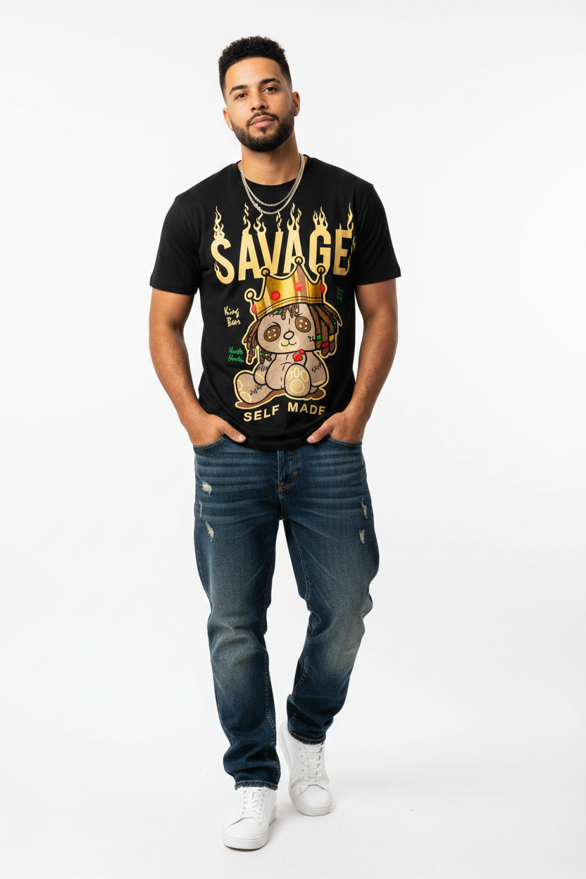 Savage Self Made Graphic T-Shirt – King Bear Edition size: S-2xl.            Sku: M-INH-48REX