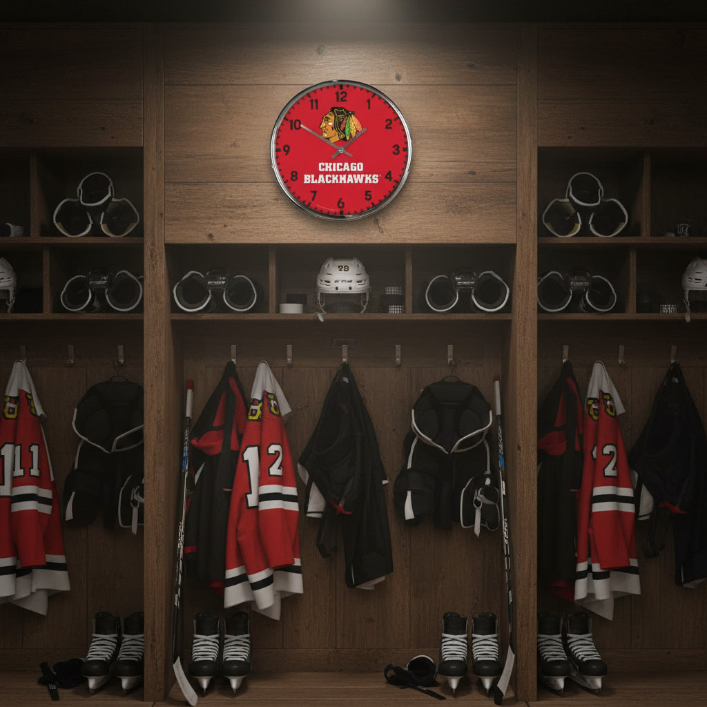 Chicago Blackhawks Chrome Wall Clock size 12"              sku: 2782023-win