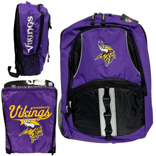 Officially Licensed Minnesota Vikings Sets- Captain Keeper Set - Backpack and Cinch Sack