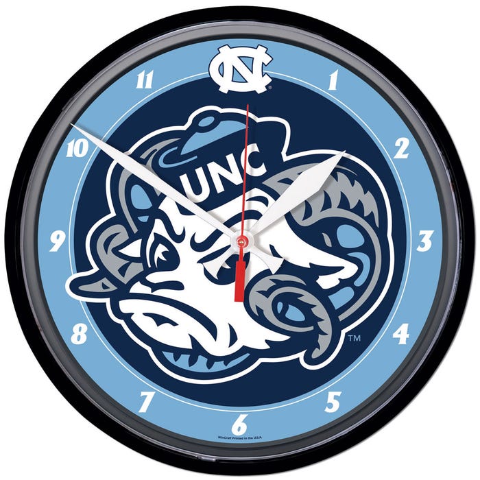 * Officially Licensed  North Carolina Tar Heels Round Wall Clock  size: 12.75"