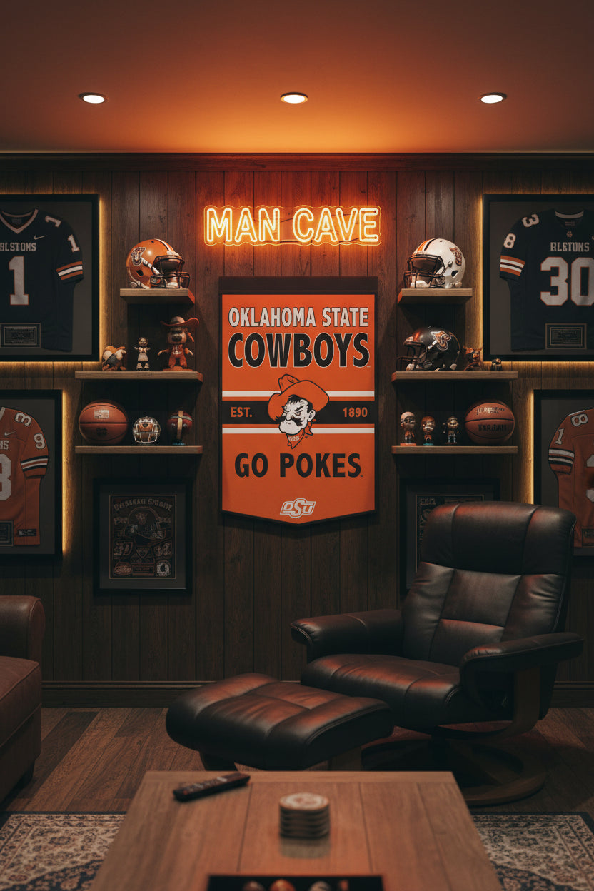Oklahoma State Cowboys Wool Banner.              size: 24"x38"                sku: 48964322-win