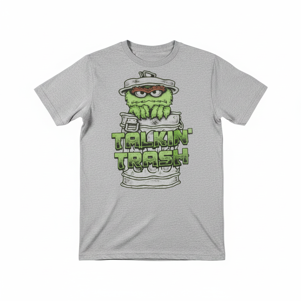 Unisex  Sesame Street Oscar The Grouch Talking Trash Tee T-Shirt             sku: M-INH-37REX.        Size 3XL