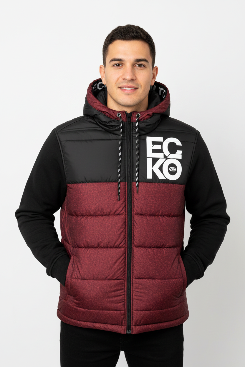 Ecko Unltd. Hybrid  Puff Jacket Red Marled/Black    size: S-3XL.                      Sku: EO34O482-sdw
