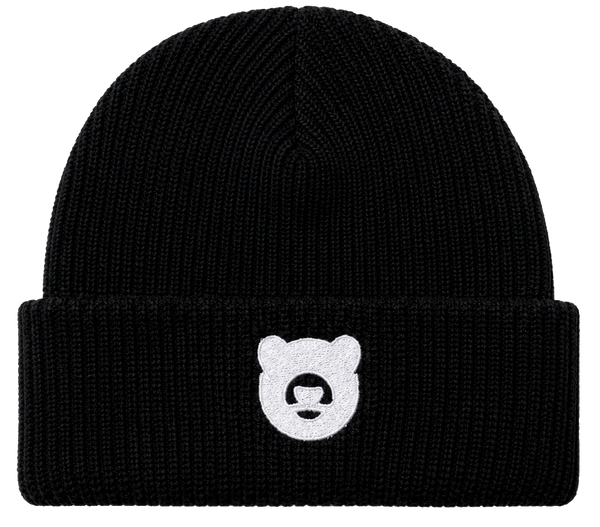 Bear Logo Knit Beanie – Black.        Sku: Bear Logo
